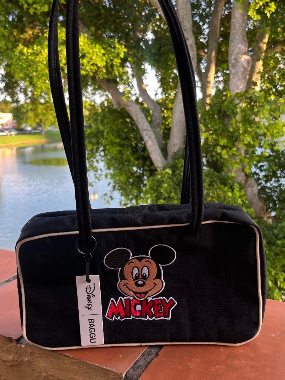 BAGGU X DISNEY MICKEY MOUSE CLUB NYLON BOWLER BAG BLACK NWT RARE